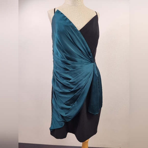 NWT Jill Stewart Women's Strapless Black & Green Mini Dress, Size 14 - Picture 11 of 13